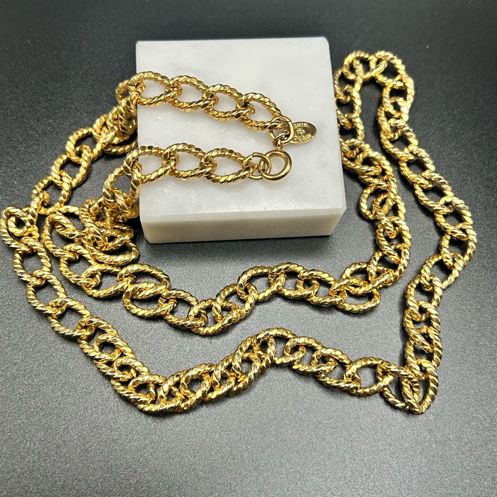 Vintage Erwin Pearl 30 Heavy Chain Necklace E407 Gold Tone 75$